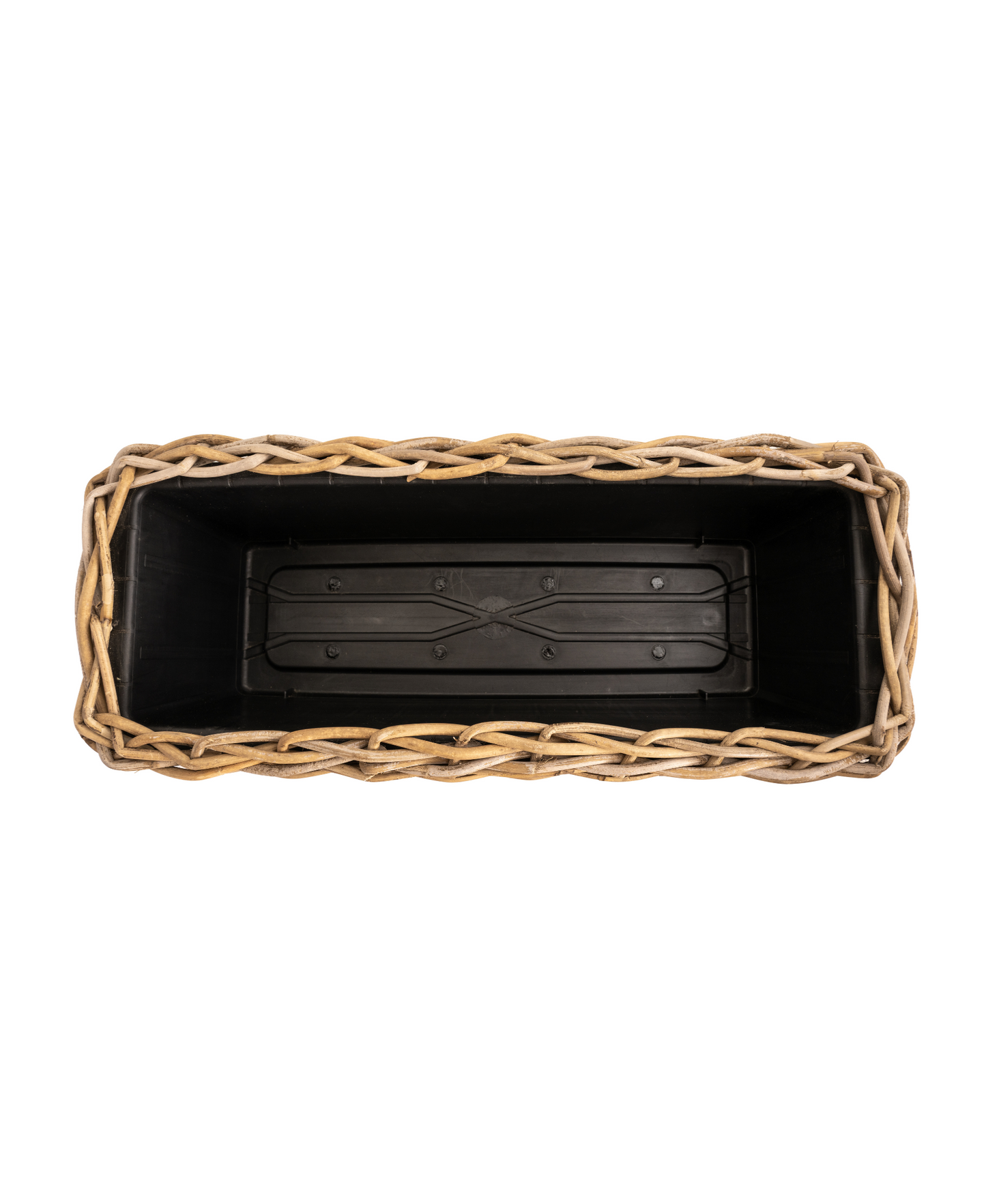 Rectangular Rattan Planter with Plastic Insert