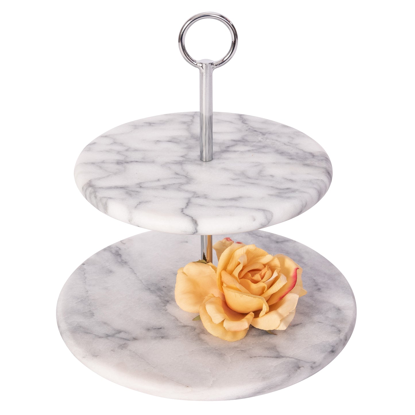 Two-Tier Round Dessert Stand – Marble Serving Plates