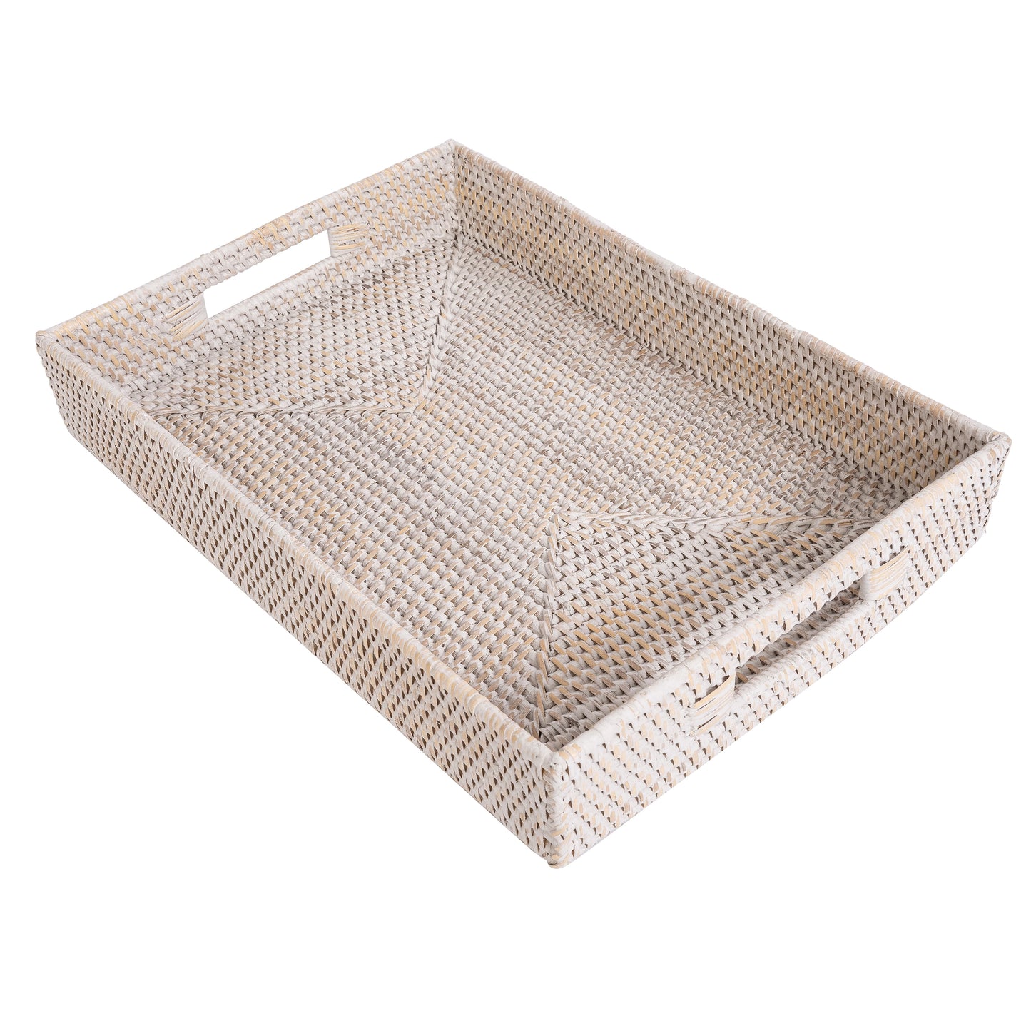 Rattan Serving Tray – Rectangular with Cutout Handles