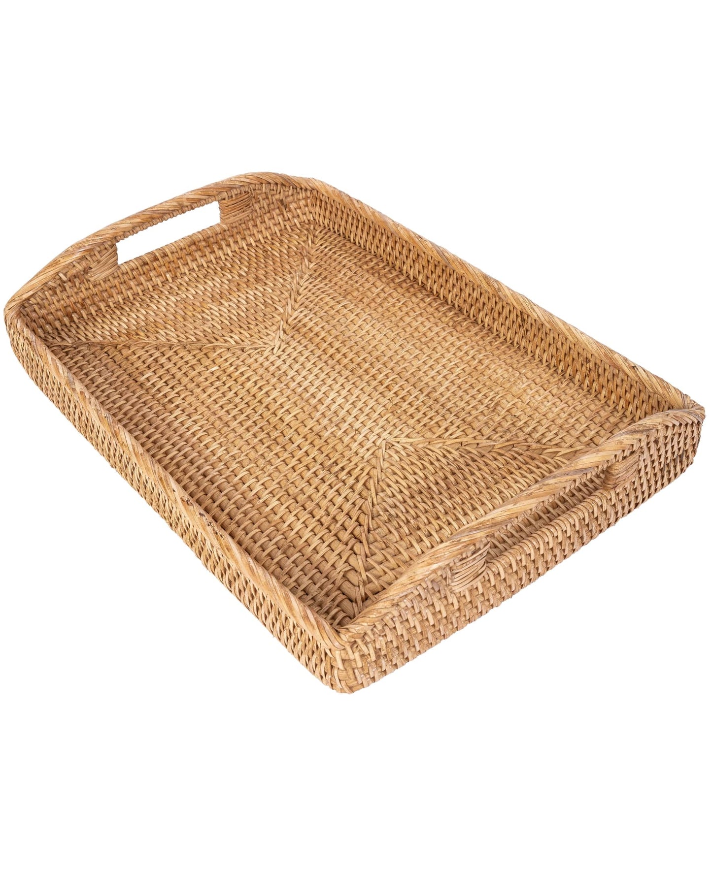 Rattan Rectangular Serving Tray with High Handles