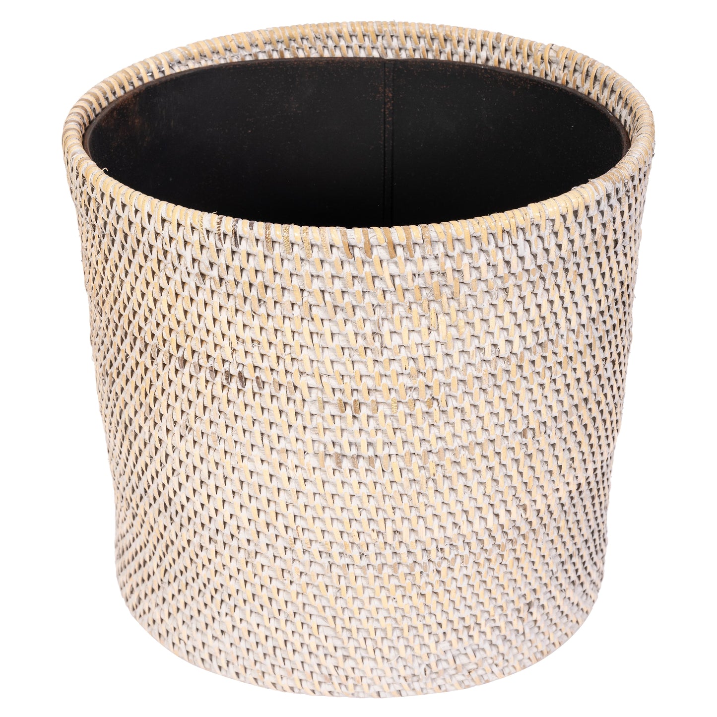 Oval Rattan Waste Basket with Metal Liner