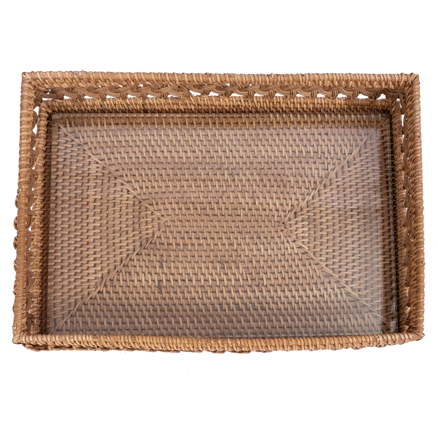 Braided Design Rectangular Tray with Glass Insert