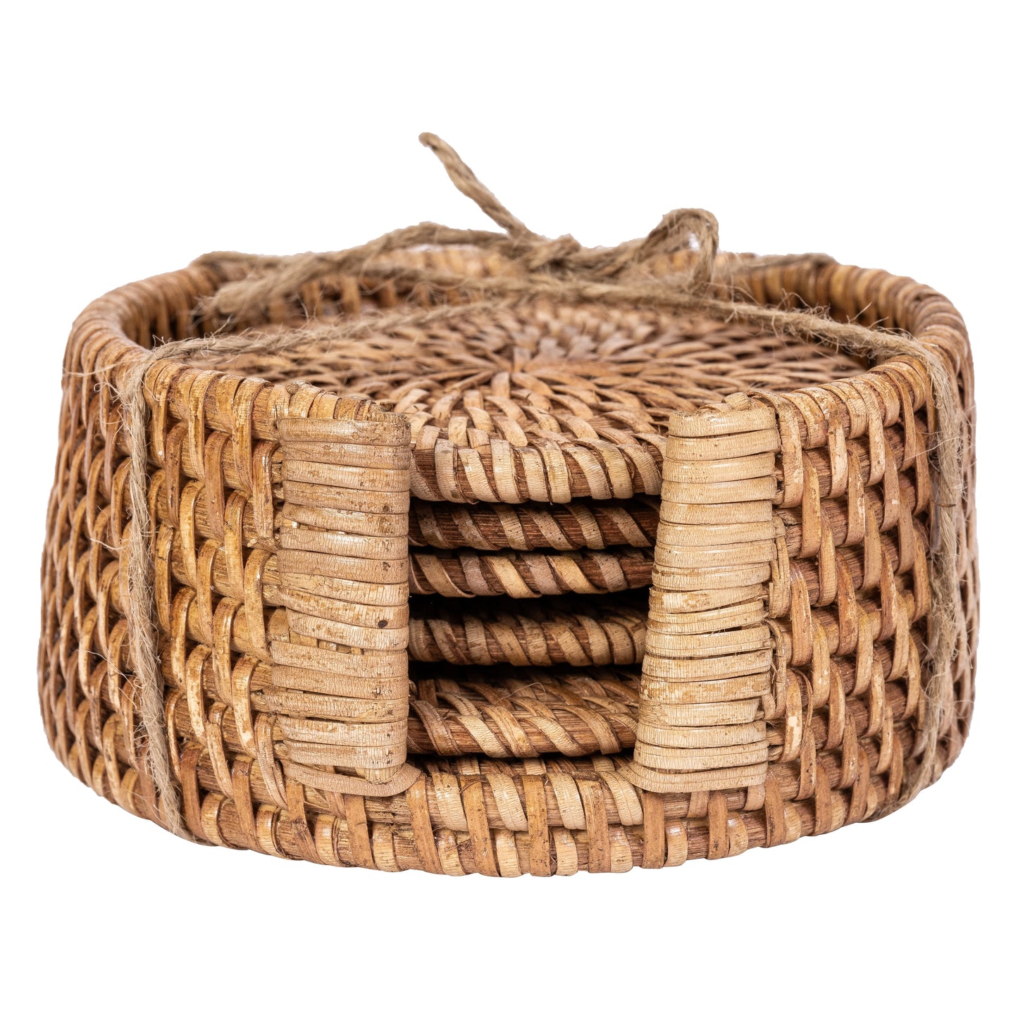 Round Rattan Coaster Set – 7 Pieces