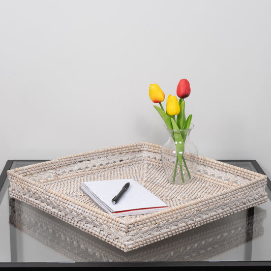 Braided Design Rattan Square Tray