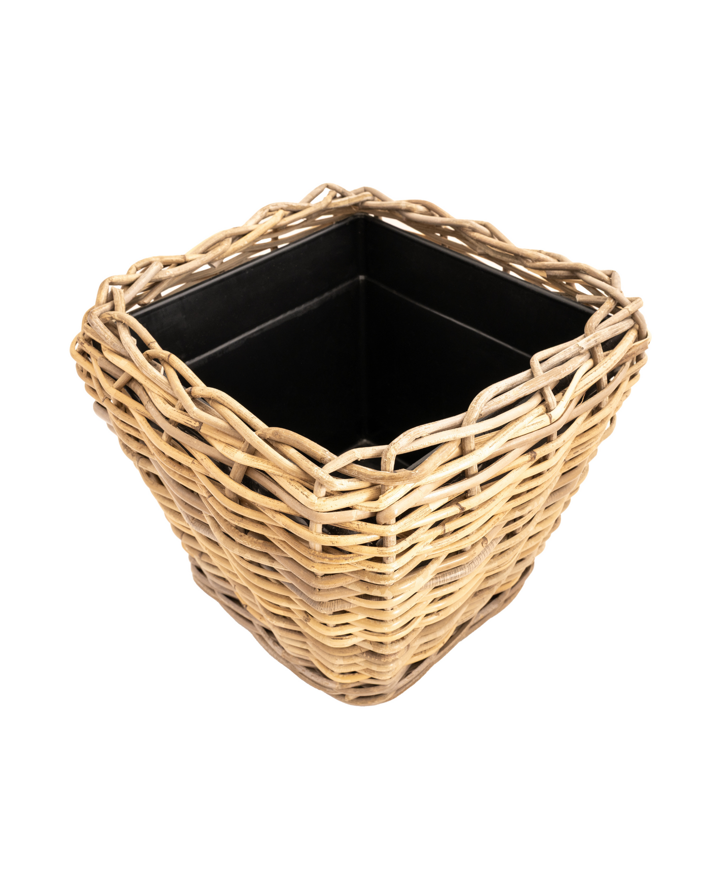 Square Tapered Rattan Planter with Plastic Liner