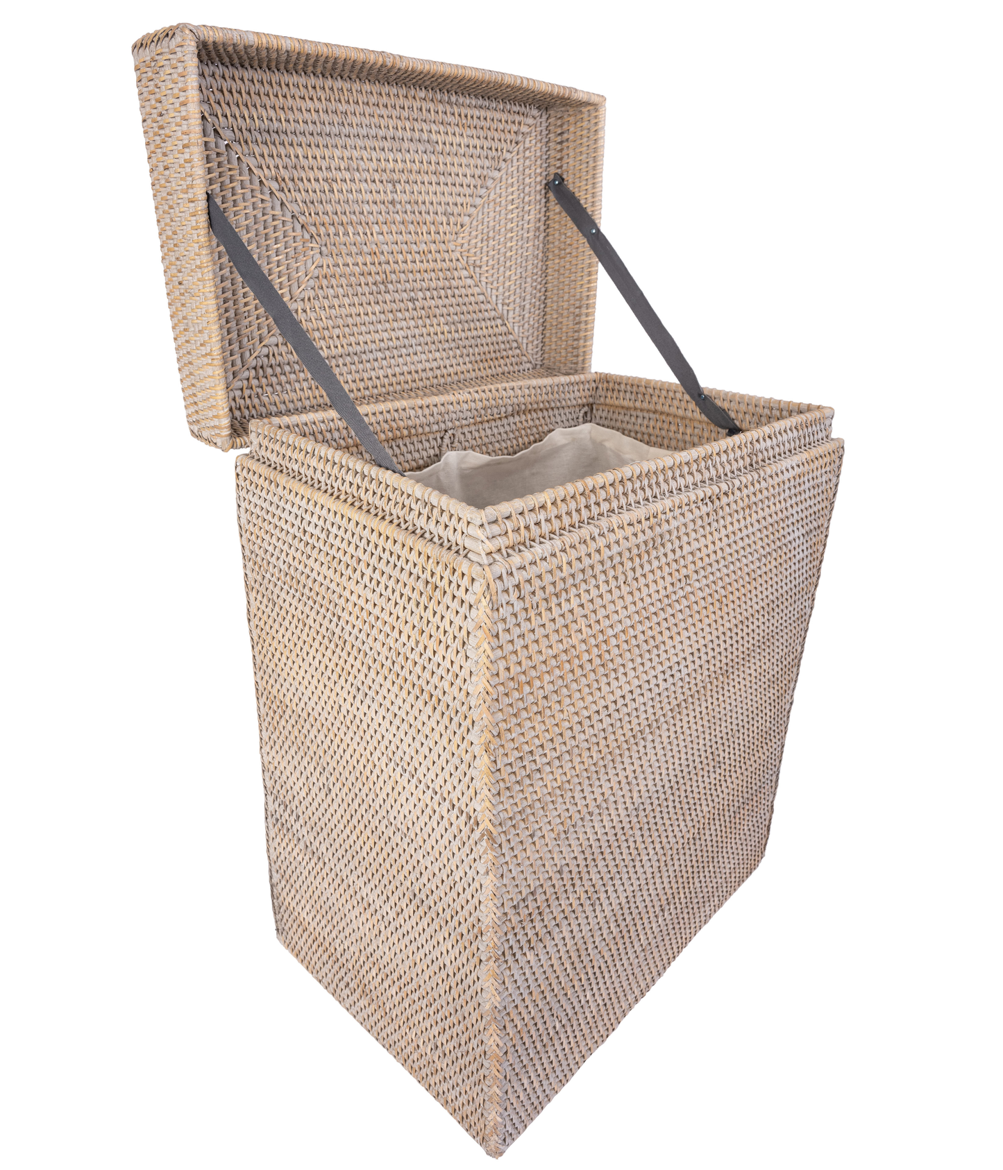 Rectangular Rattan Hamper with Hinged Lid