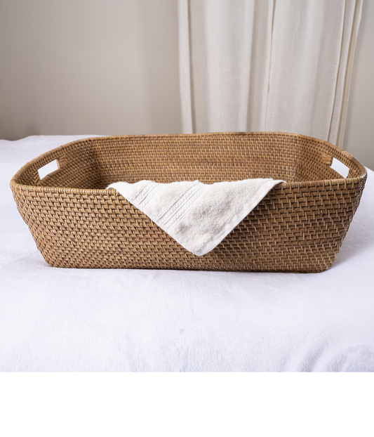 Rectangular Oblong Rattan Storage Basket