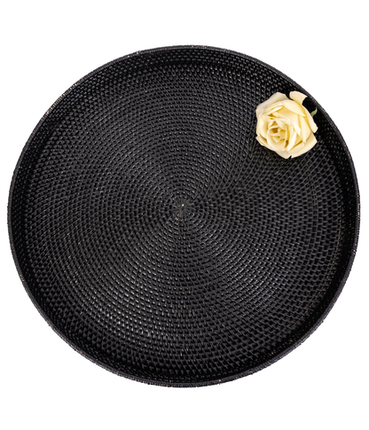 Rattan Round Ottoman Serving Tray