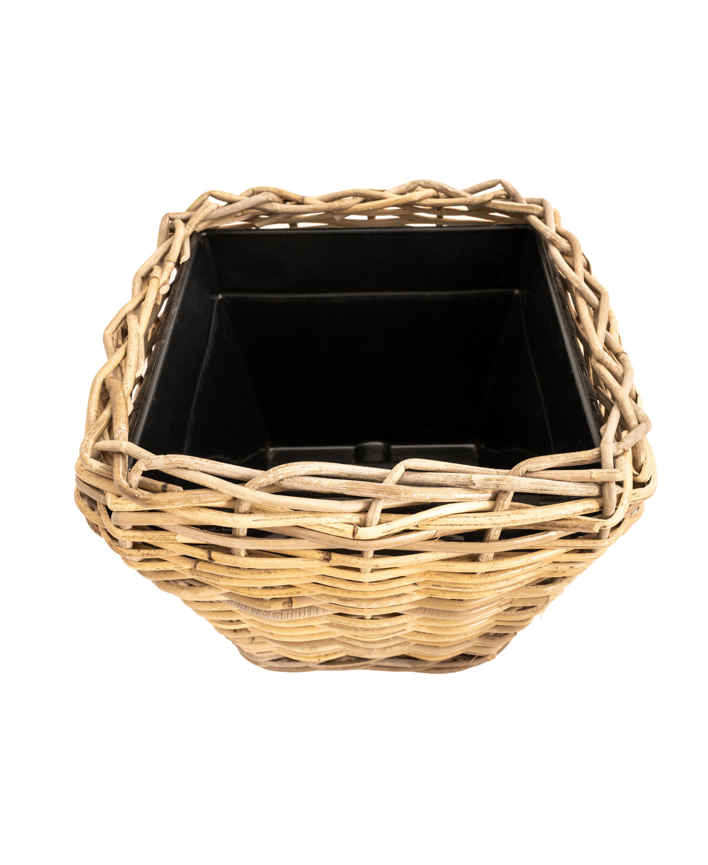Square Tapered Rattan Planter with Plastic Liner