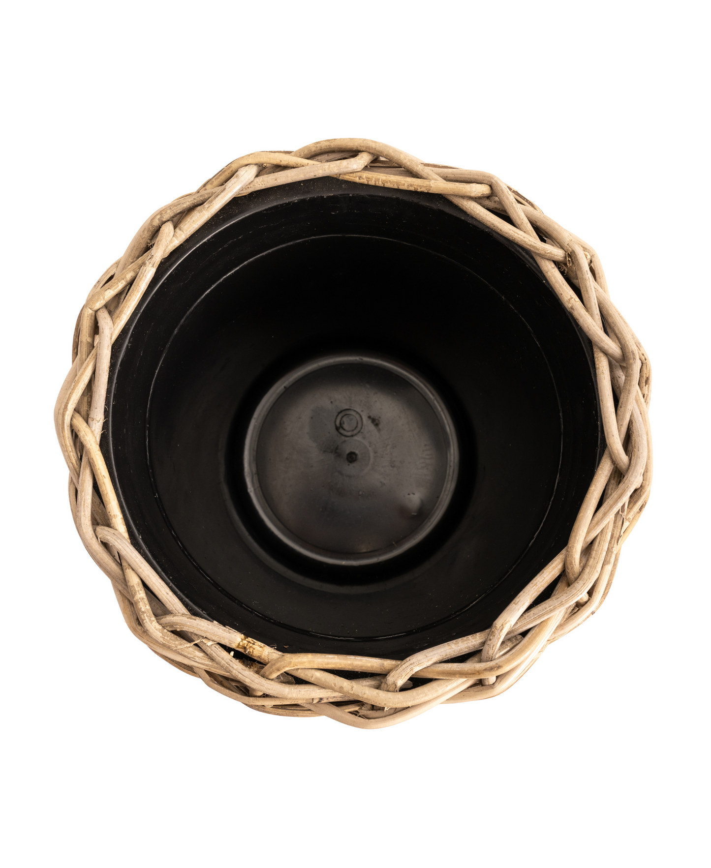 Round Belly Rattan Planter with Plastic Insert