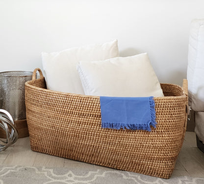 Rattan Everything Basket with Hoop Handles