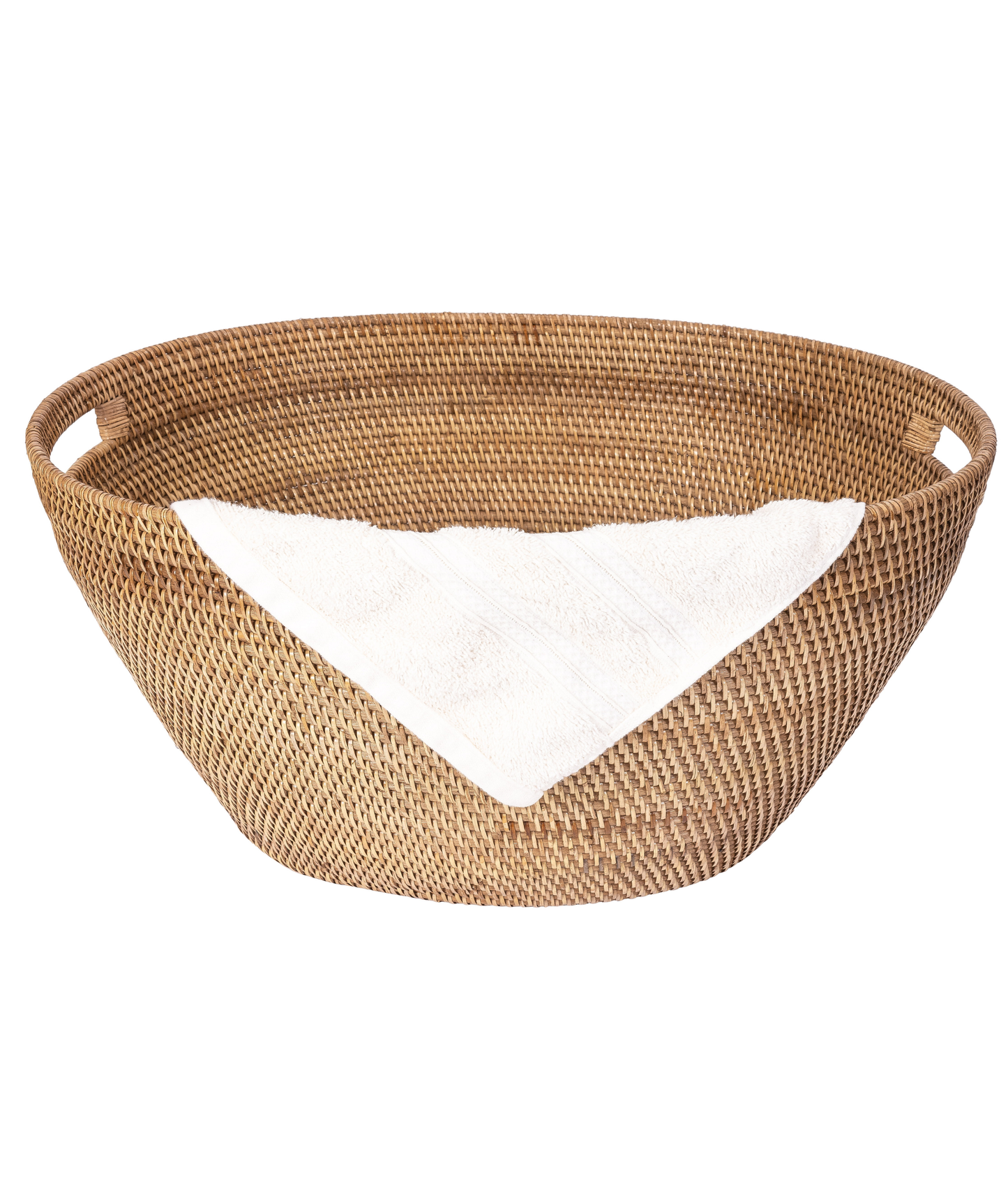 Rattan Laundry Basket with Cutout Handles