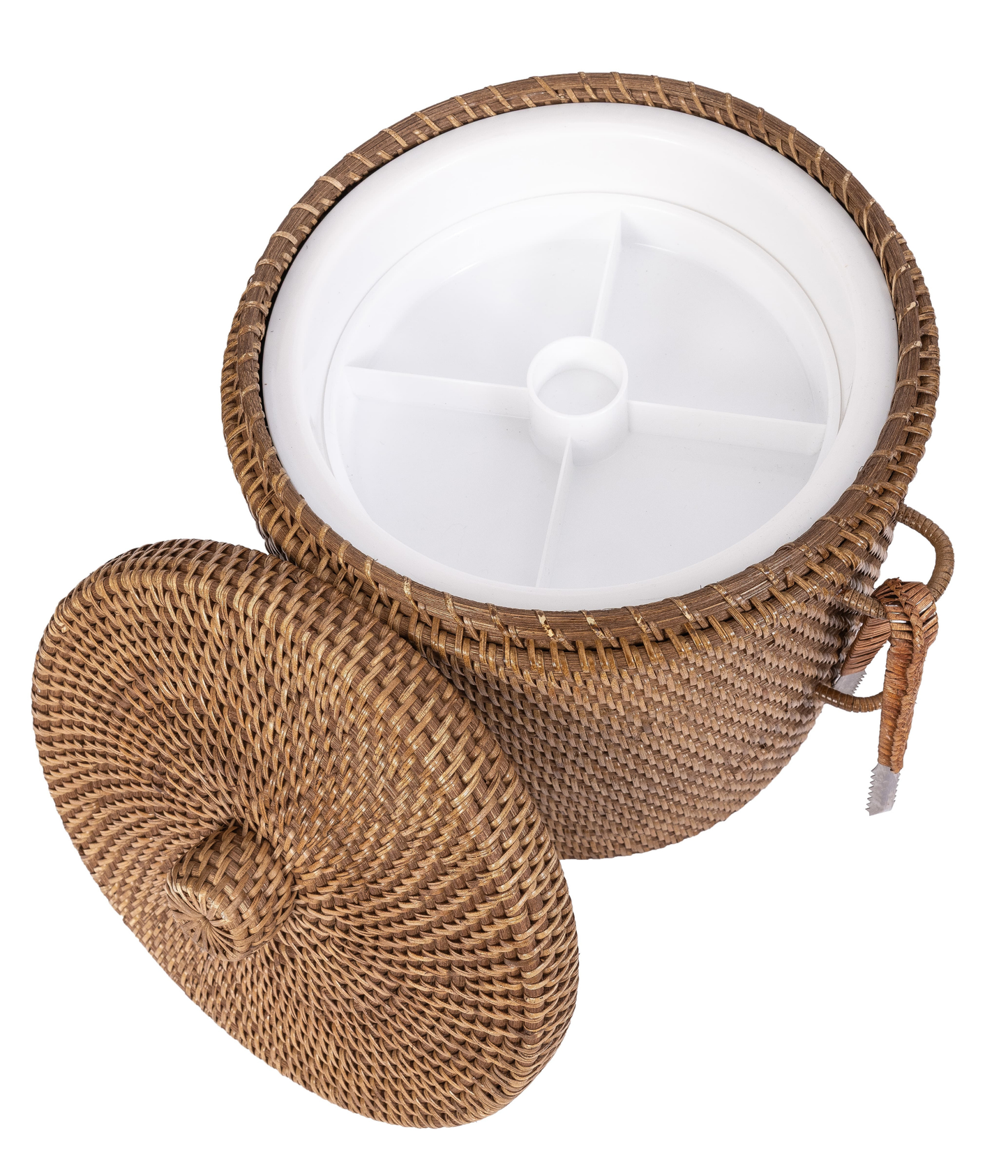 Rattan Ice Bucket with Tongs