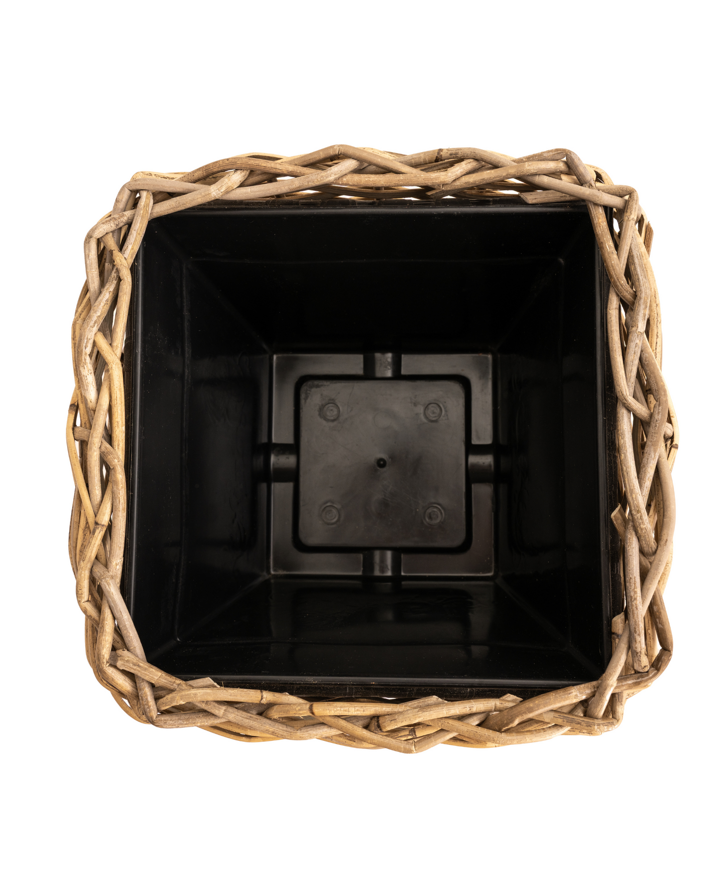 Square Tapered Rattan Planter with Plastic Liner