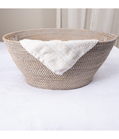 Rattan Laundry Basket with Cutout Handles