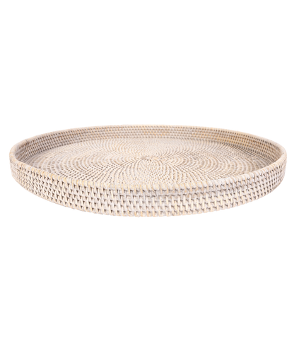 Rattan Round Ottoman Serving Tray