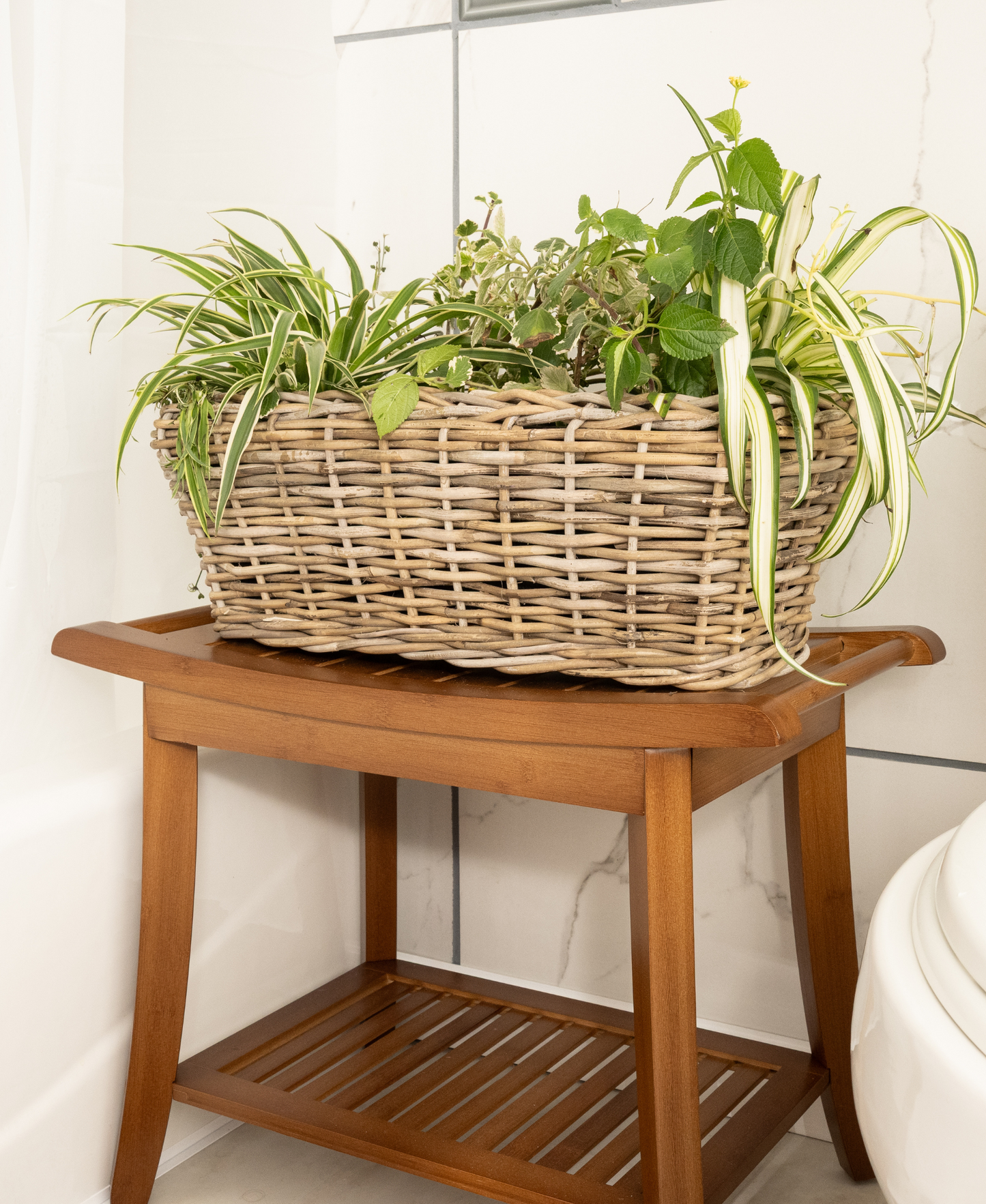 Rectangular Rattan Planter with Plastic Insert