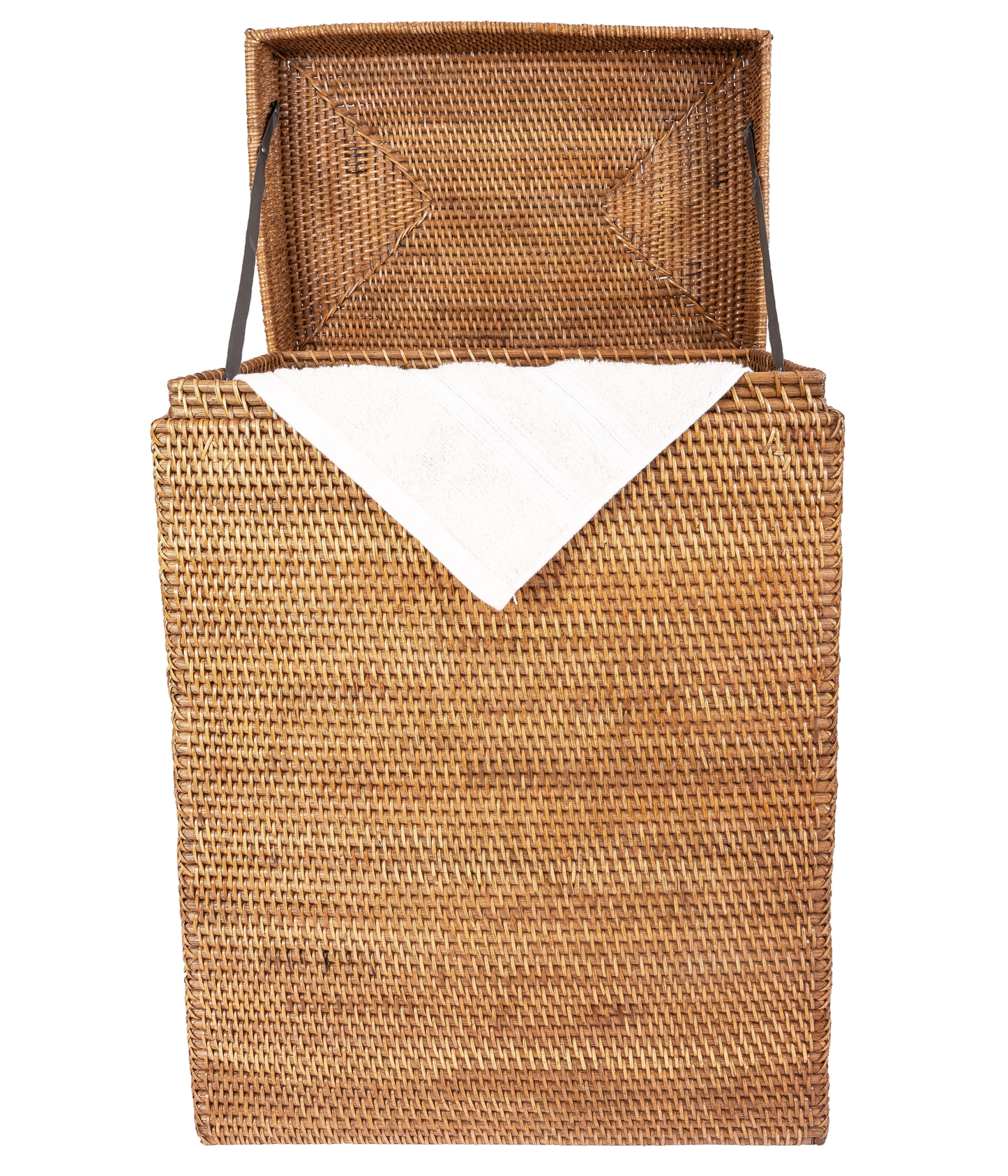 Rectangular Rattan Hamper with Hinged Lid