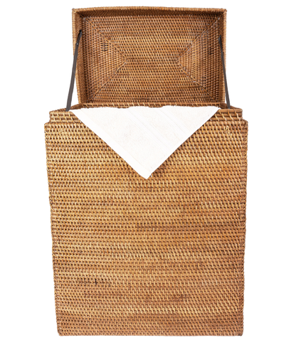 Rectangular Rattan Hamper with Hinged Lid