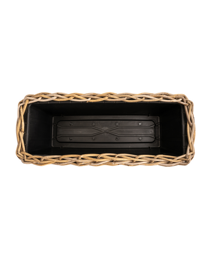 Rectangular Rattan Planter with Plastic Insert