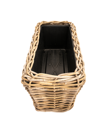 Rectangular Rattan Planter with Plastic Insert