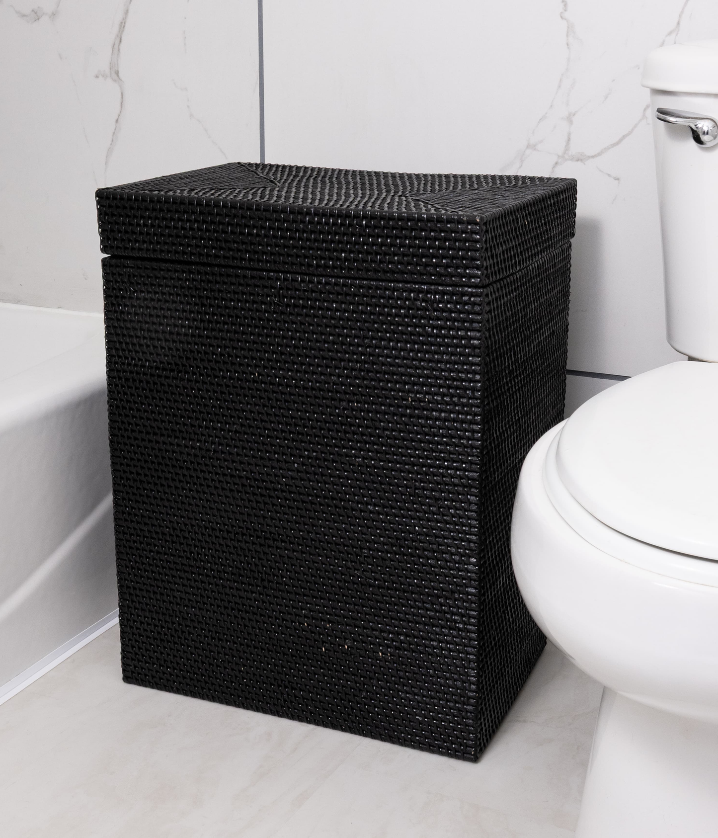 Rectangular Rattan Hamper with Hinged Lid