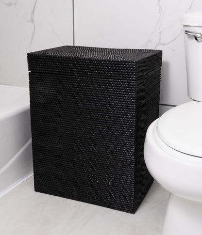 Rectangular Rattan Hamper with Hinged Lid