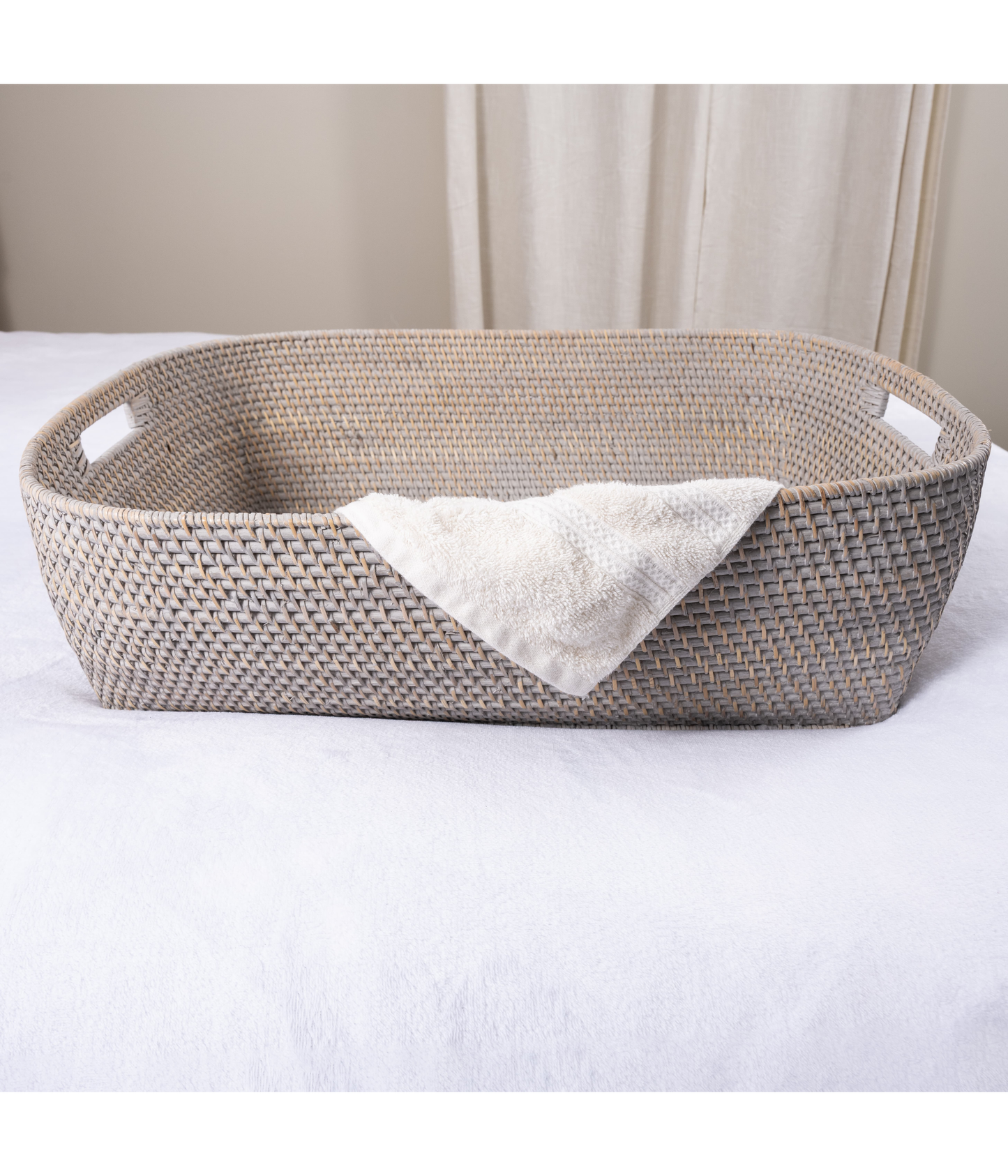 Rectangular Oblong Rattan Storage Basket