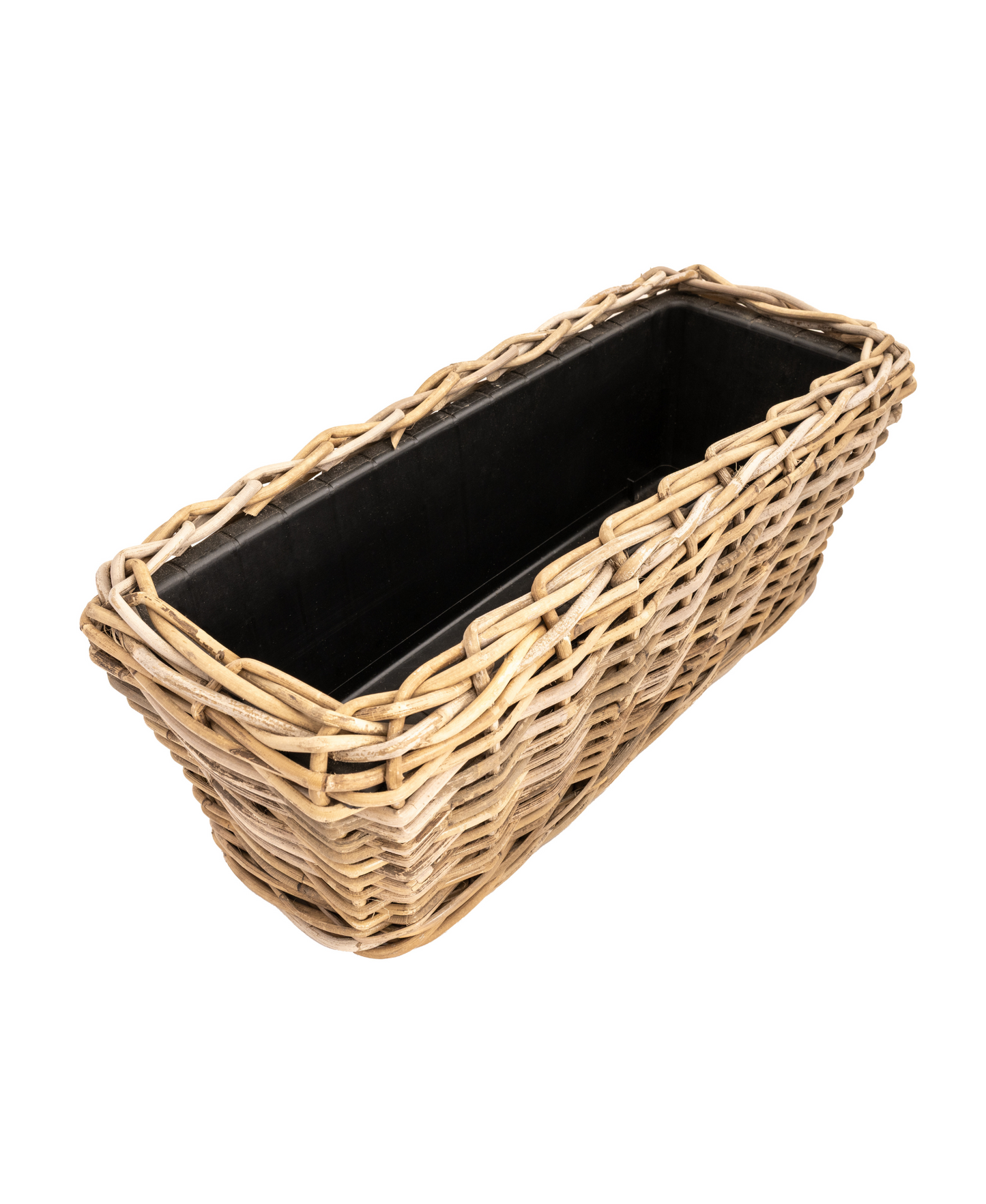 Rectangular Rattan Planter with Plastic Insert