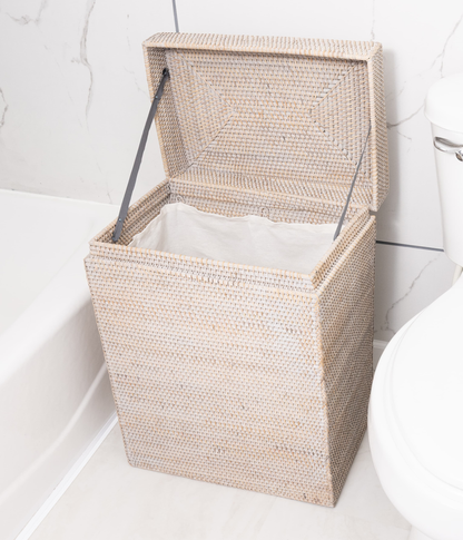 Rectangular Rattan Hamper with Hinged Lid