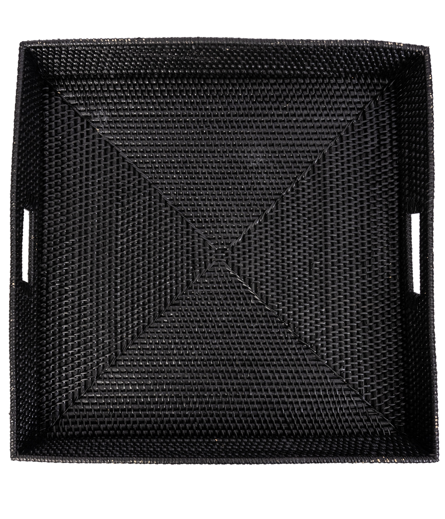 Square Rattan Serving & Ottoman Tray with Cutout Handles