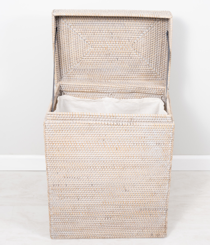 Rectangular Rattan Hamper with Hinged Lid