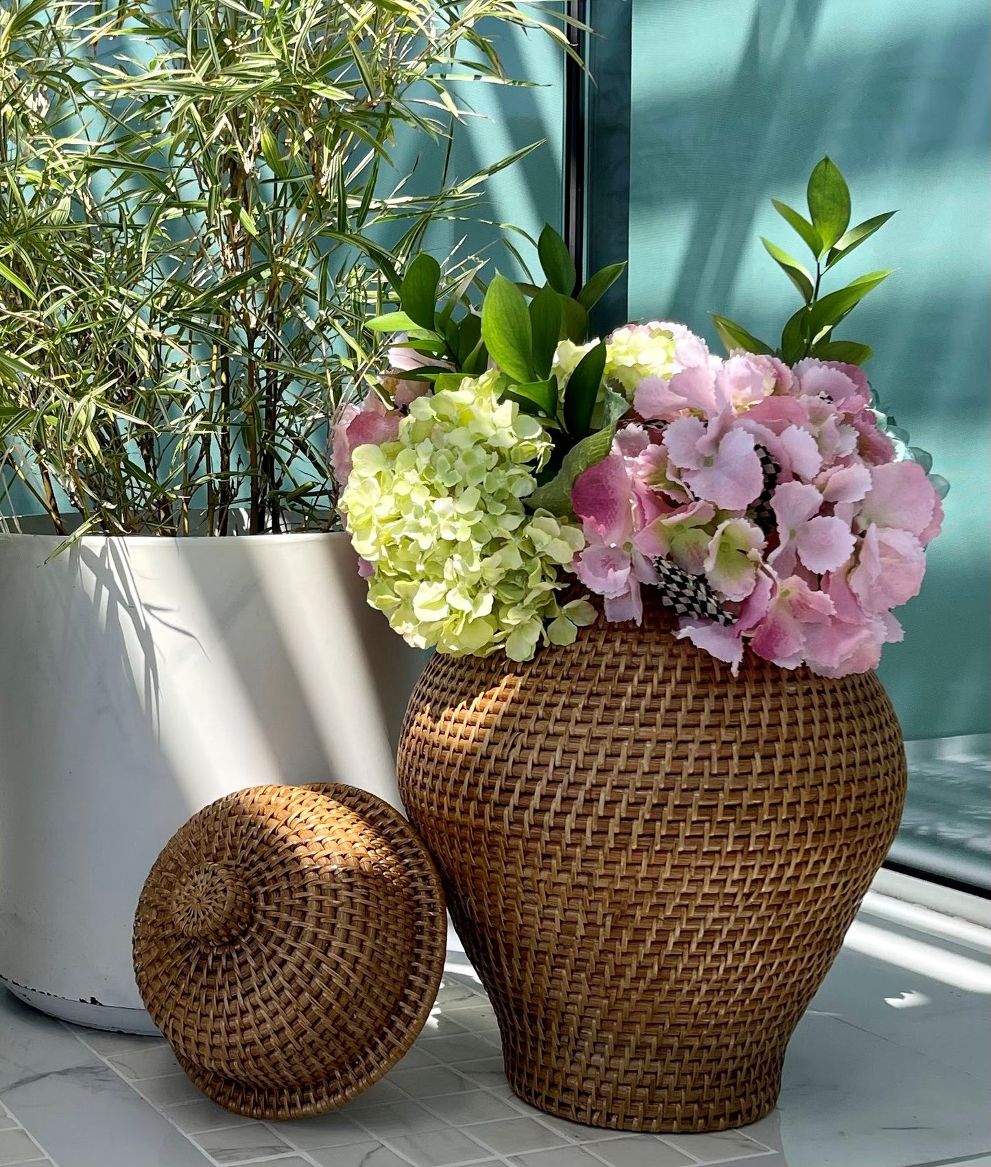 Rattan Ginger Jar with Lid