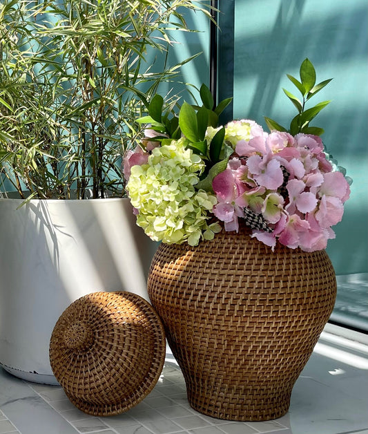 Rattan Ginger Jar with Lid