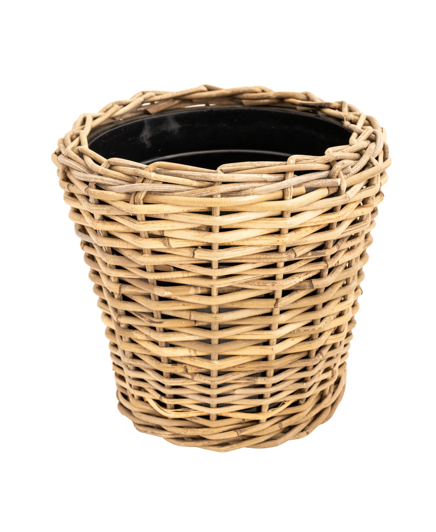 Round Rattan Planter with Plastic Insert