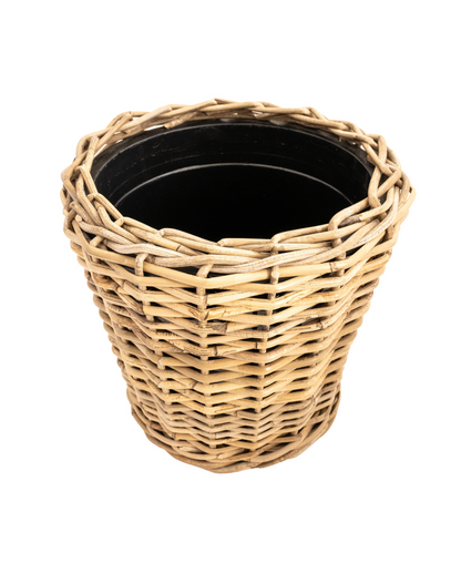 Round Rattan Planter with Plastic Insert
