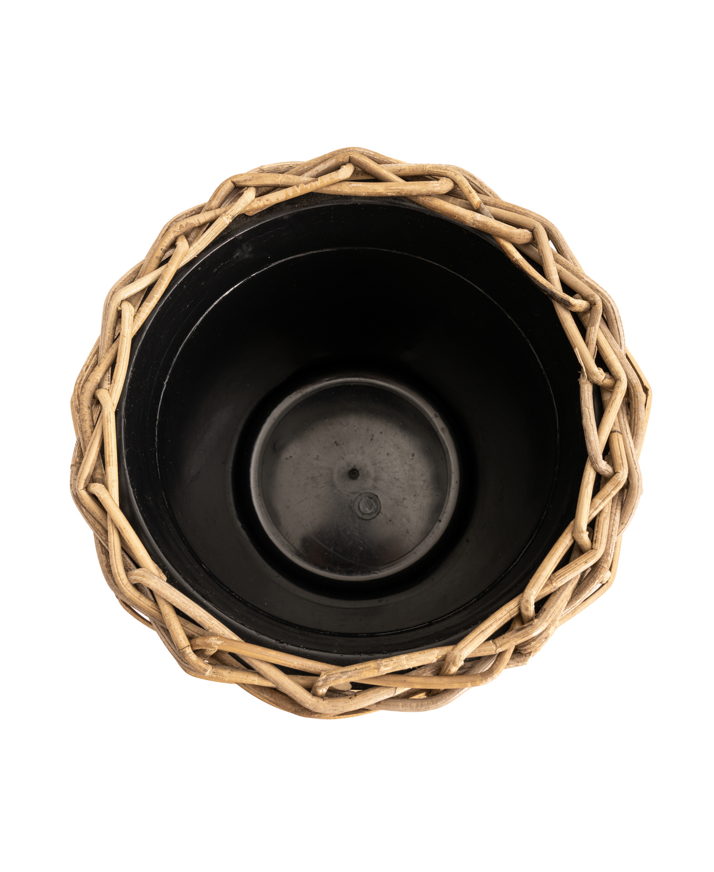 Round Rattan Planter with Plastic Insert