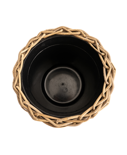 Round Rattan Planter with Plastic Insert