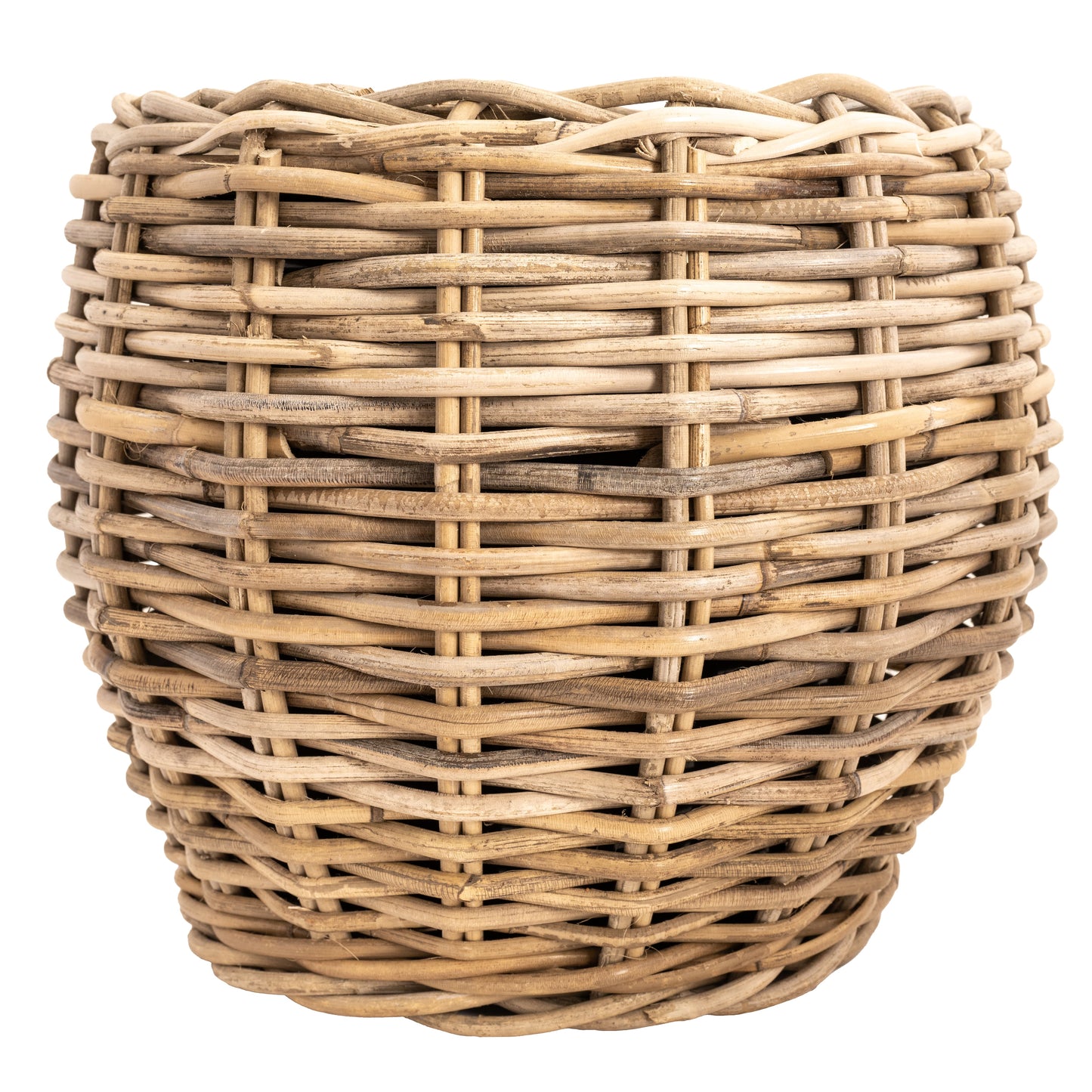 Round Belly Rattan Planter with Plastic Insert