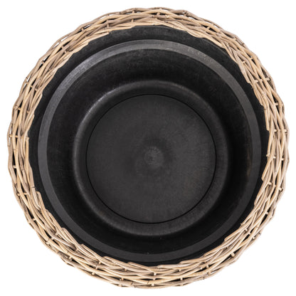 Round Cone Rattan Planter with Plastic Liner