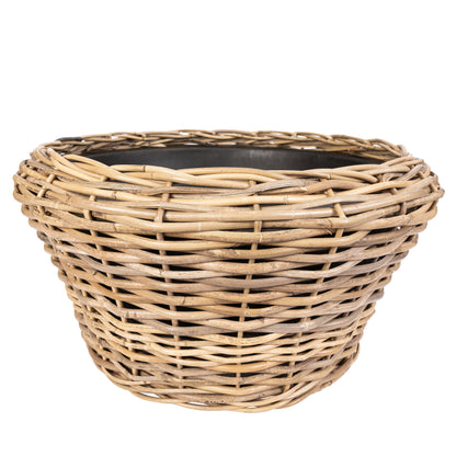 Round Cone Rattan Planter with Plastic Liner