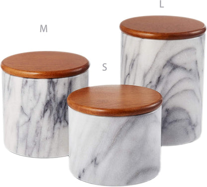 Marble Storage Canister with Sealed Wood Lid