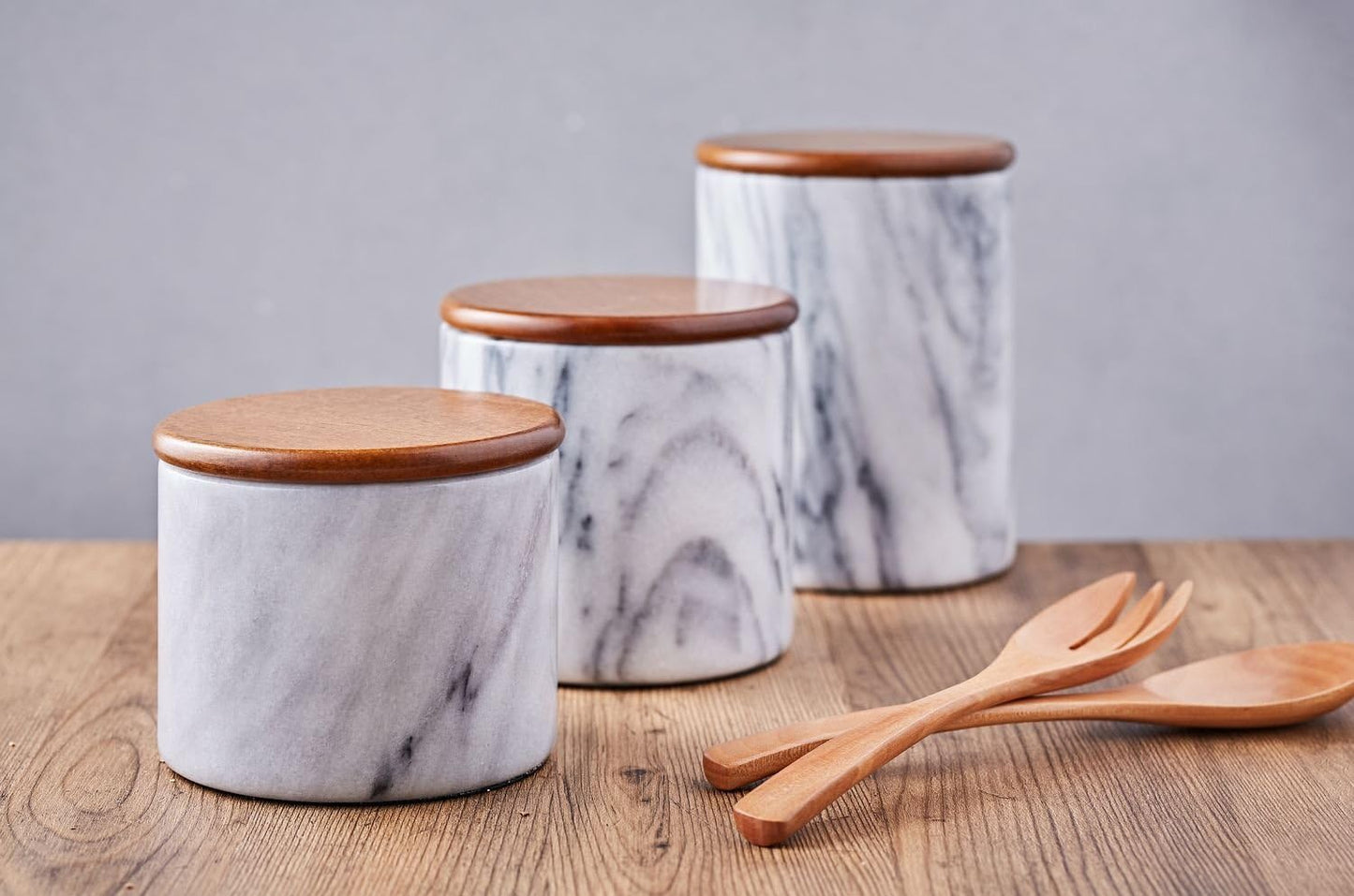 Marble Storage Canister with Sealed Wood Lid