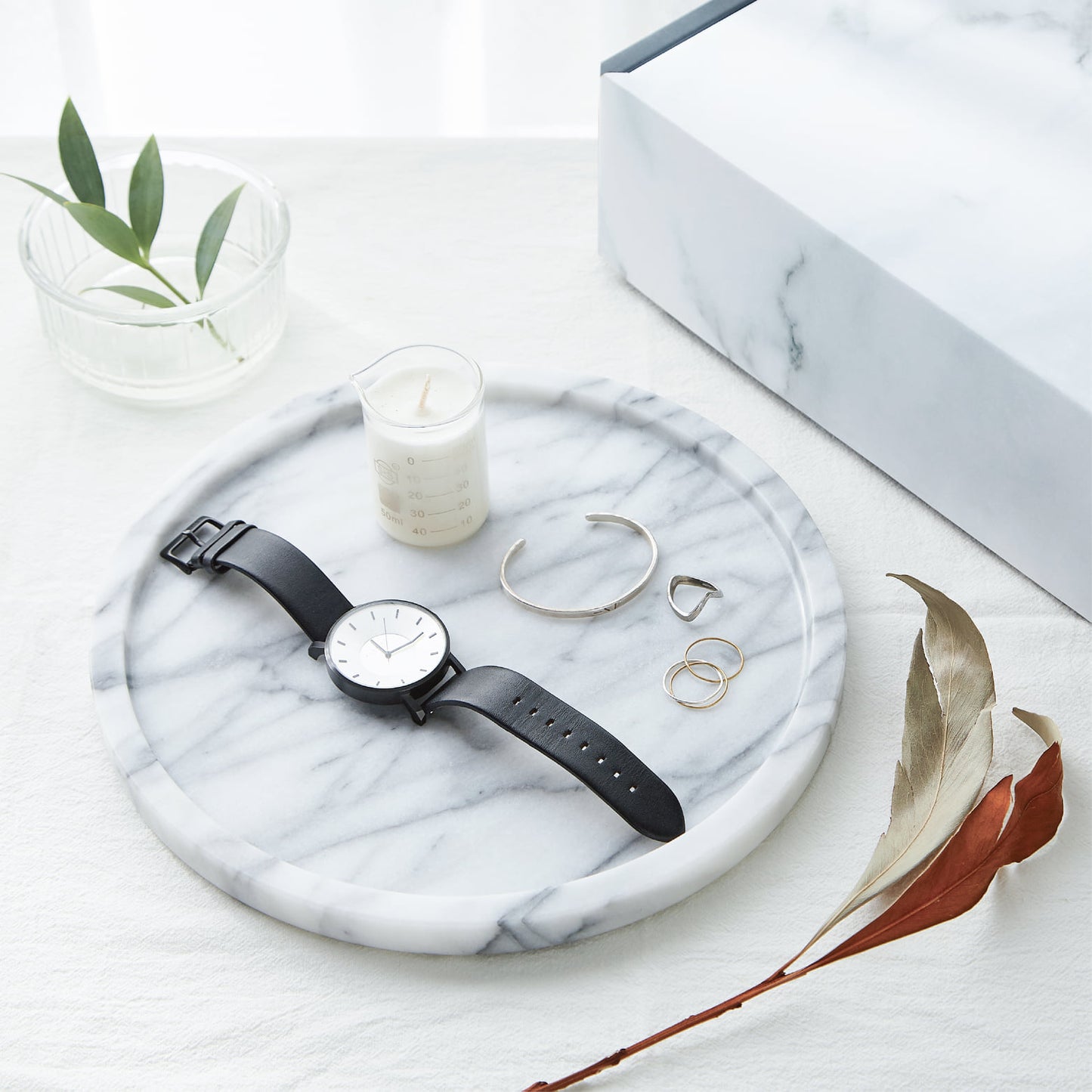 Round Marble Decorative Tray