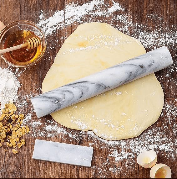 12" Marble Straight Rolling Pin with Stand