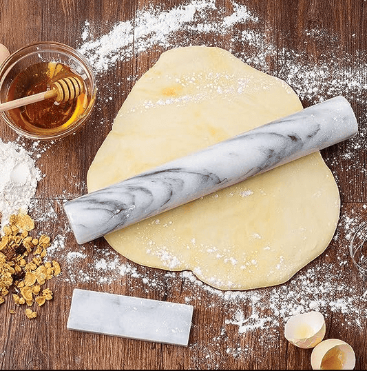 12" Marble Straight Rolling Pin with Stand
