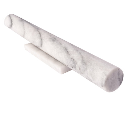 12" Marble Straight Rolling Pin with Stand