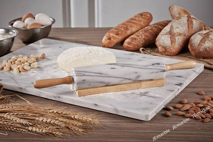 Marble Rolling Pin with Wooden Handles