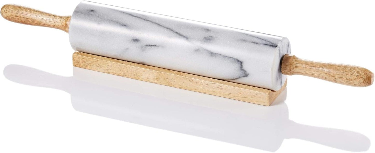 Marble Rolling Pin with Wooden Handles