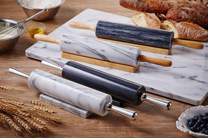 Marble Rolling Pin with Wooden Handles